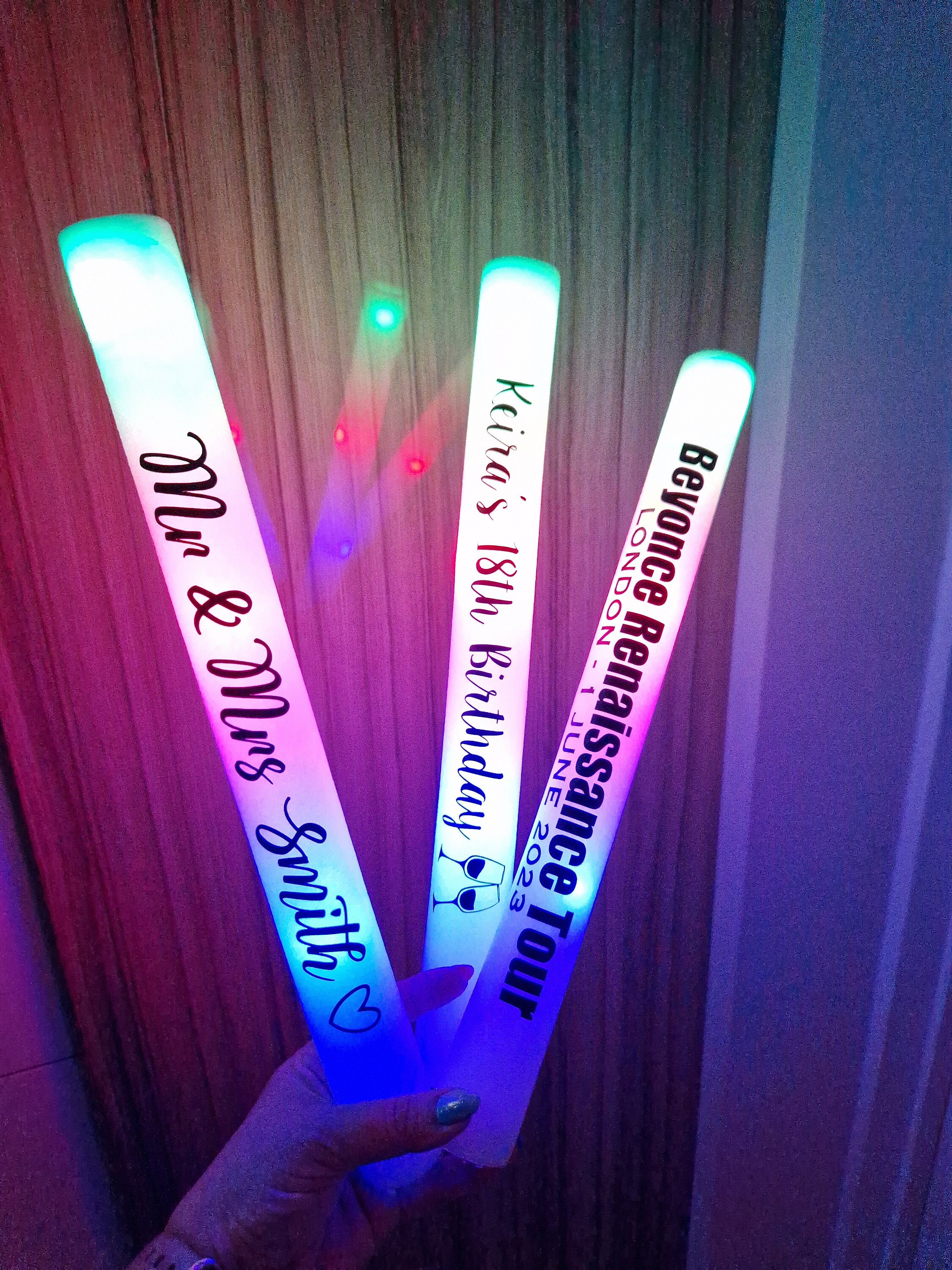 Personalised Foam Glow Sticks, Wedding Favor, LED Foam Glow Sticks, Dancing  Props, Light up the Dance Floor, Decals, Hen Party Props 