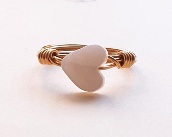 Heart Shell rings/wirering/white/stackingring/womensring/stackingring/gifts