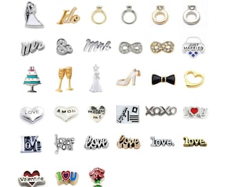 LOVE and WEDDING charms for floating lockets