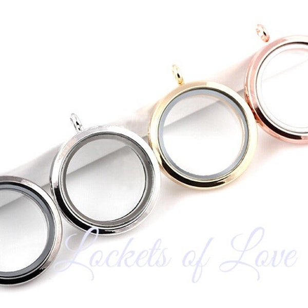 ROUND Stainless Steel Plain Twist Top Floating Locket with chain