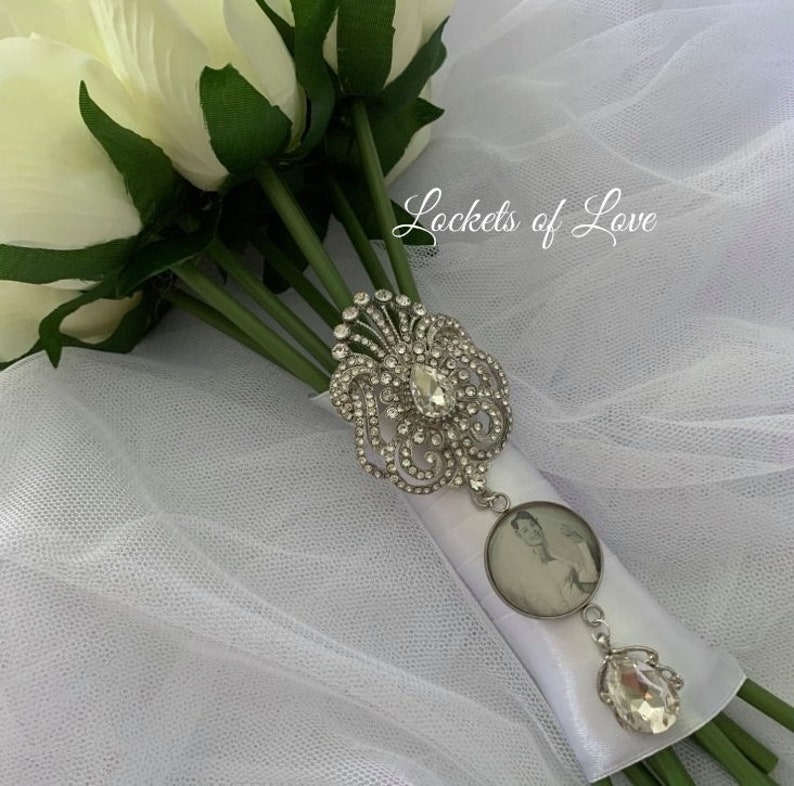 Custom Bridal Bouquet Photo Charm Rhinestone image 2