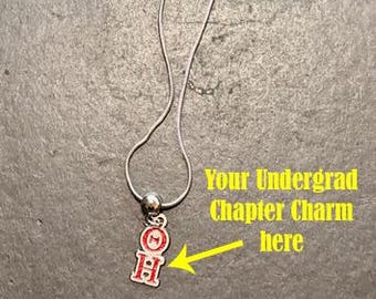 Stainless Steel Necklace with 2 Letter - Greek Chapter Charm