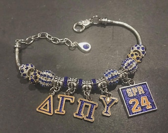 8" Blue & Gold chapter charm starter bracelet.