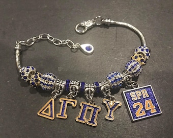 8" Blue & Gold chapter initiate charm bracelet.
