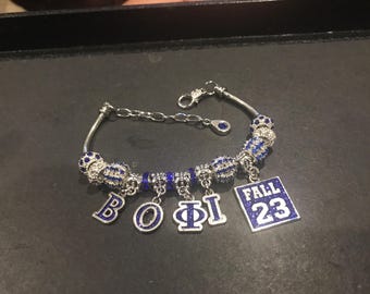 8" Blue & White chapter initiate charm bracelet.
