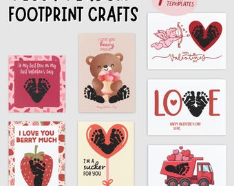 NICU/Newborn Valentine Footprint Crafts (Editable Canva Template)