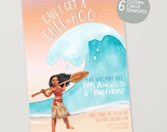 Moana-Themed Birthday Invitation • Editable Canva Template • Instant Download