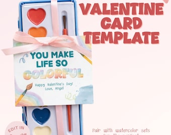 Printable Kids Valentine Card | Colorful Art Theme (Editable Canva Template)