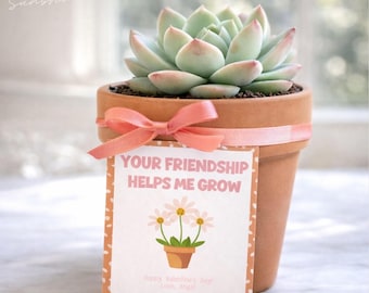 Printable Kids Valentine Card | Unique Plant Gift (Editable Canva Template)