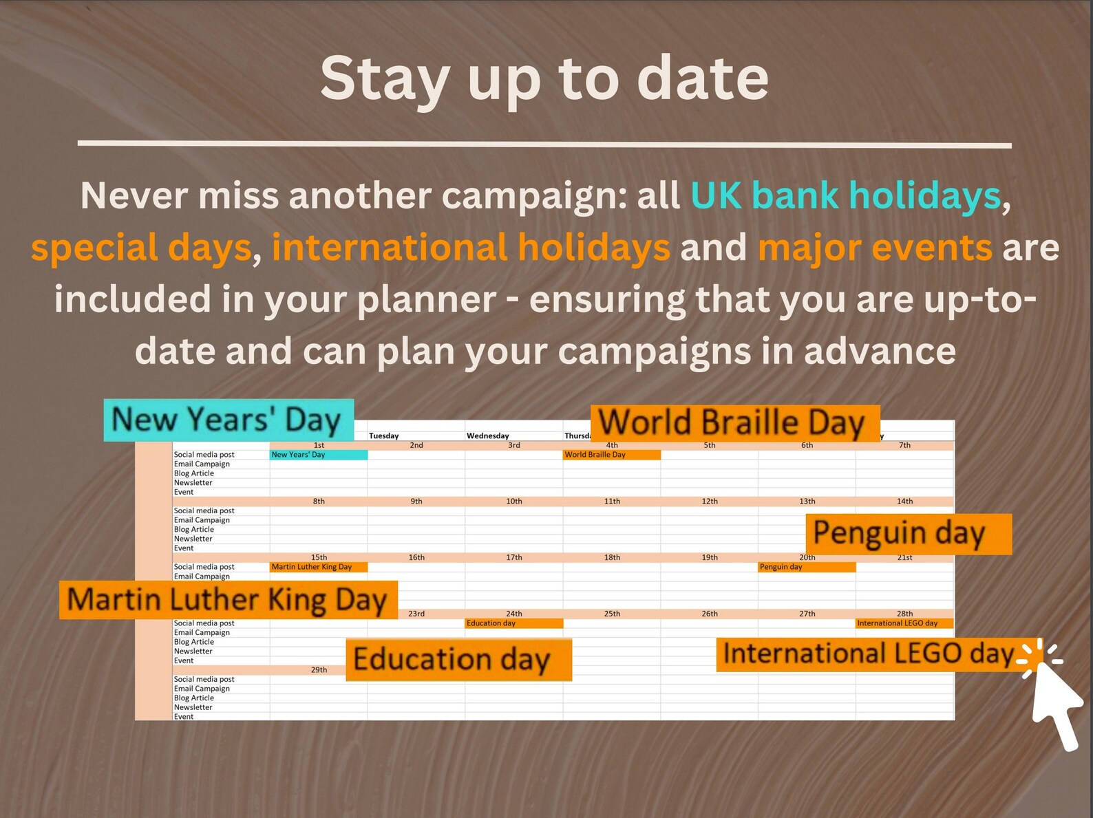 Marketing Calendar 2024 Social Media Content Planner Excel Spreadsheet