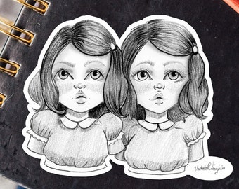 Creepy Twins Sticker: Horror Black and White Waterproof Decal