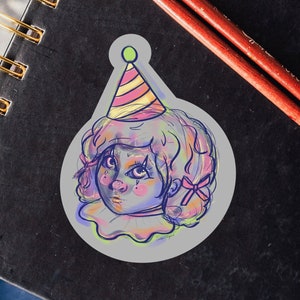Doodle Clowns Sticker -Waterproof/Weatherproof 3in Stickers - Kawaii pastel aesthetic