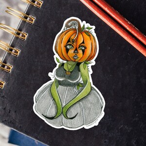Kürbis Aufkleber, Kawaii Aufkleber, niedlicher Aufkleber, Kürbis-Mädchen wasserdichter Aufkleber, Halloween-Wasserflaschenaufkleber, Fall-Laptopaufkleber
