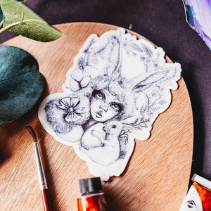 Kawaii Bunny Sticker, Kawaii Vinyl Sticker, Frühlings-Tagundnachtgleiche Geschenke, Journaling, Planer Sticker, Scrapbooking Planer Accessoire