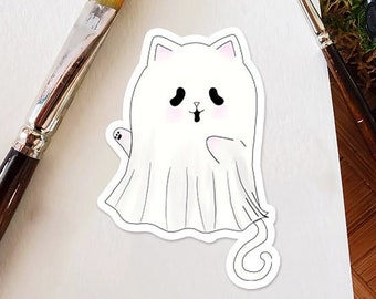Ghost Cat Sticker, Kitten sticker, Ghost Sticker, Cute stickers, spooky Sticker, Kawaii Stickers, Laptop Sticker, Water Bottle