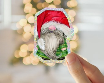 Weihnachts Wichtel Glitzer Sticker: Kawaii Vinyl Aufkleber
