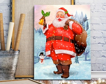 Santa Portrait Framed Canvas, Santa Claus Art Print, Christmas Home Decor, Christmas Gift, Santa POSTER, CANVAS or Floater Framed Canvas