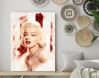 Marilyn Monroe Poster Art Print, Marylin Monroe Framed Canvas Print, Marylin Monroe Painting, Famous acctress portrait, Large Canvas Print