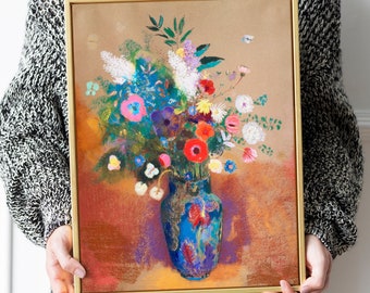 Bouquet of Flowers Art Reproduction by Odilon Redon, Art Poster, Art Print, Framed Art, Bouquet of Flowers Canvas, Famous painting print