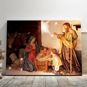 Jesus Christ was born art canvas print framed, Jesus Christ Art, Christian Art, Christmas Gifts POSTER, CANVAS or Floater Framed Canvas Art
