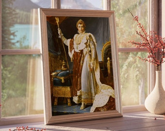 Napoleon I as Emperor, Napoleon I in his Coronation Robes Reproduction Art on Canvas, Napoleon Painting, Napoleon Canvas Print, Art Poster