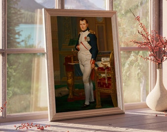 The Emperor Napoleon Art, Emperor Napoleon in His Study at the Tuileries by Jacques-Louis David, Napoleon Painting, Napoleon Canvas Print