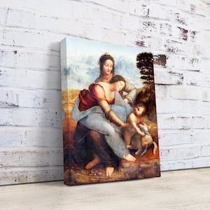 The Virgin and Child with Saint Anne, Leonardo da Vinci art, Famous painting, Leonardo da Vinci Canvas, Christian Art, Christmas Gift Idea