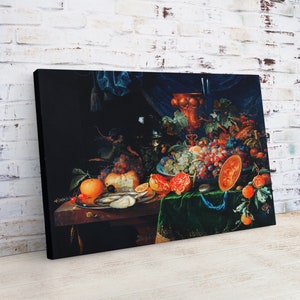 Abraham Mignon Art Prints, Fruits and oysters by Abraham Mignon Painting Reproduction, German Art, Art Canvas Print, Wall Decor Art,