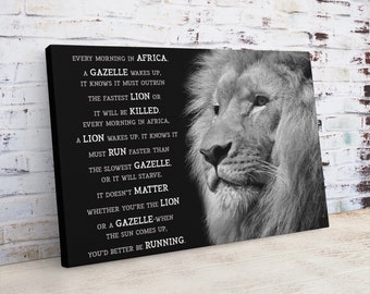 Lion Motivational Canvas Print, Motivation Quotes, Motivational Art Wall Decor, Lion Art on Canvas, Lion Wall Art Framed