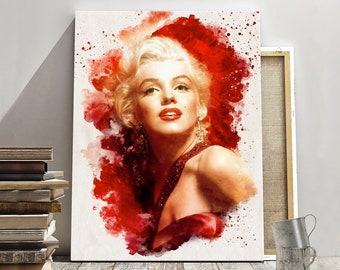 Marilyn Monroe Watercolor Portrait Canvas Print, Watercolor Art Home decor, Marylin Monroe Poster Print, Marylin Painting, Framed canvas art