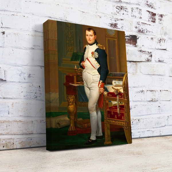 The Emperor Napoleon in His Study at the Tuileries by Jacques-Louis David, Napoleon Painting Reproduction, Napoleon Bonaparte Canvas Print