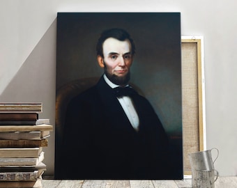 Abraham Lincoln Print, Abe Lincoln Portrait, American President Wall Art, Vintage Art Print, Custom Canvas Print Art, Home Wall Decor
