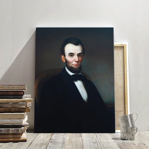Abraham Lincoln Print, Abe Lincoln Portrait, American President Wall Art, Vintage Art Print, Custom Canvas Print Art, Home Wall Decor