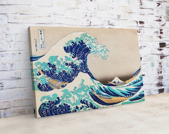 Katsushika Hokusai's The Great Wave off Kanagawa Art Reproductin Canvas Print, Japanese Art Poster Reproduction, Katsushika Hokusai Poster