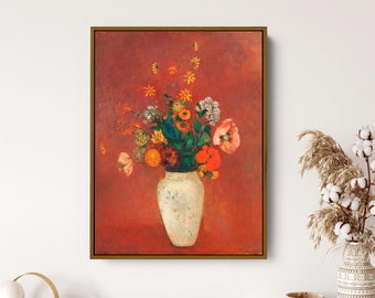 Odilon Redon Art Reporoduction Poster, Bouquet in a Chinese Vase by Odilon Redon, Famous painting wall decor, Home Wall Print, Framed Canvas