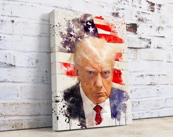 Donald Trump Custom Canvas Print Portrait, Donald Trump Mugshot Art, President Donal Trump Art Print, Donald Trump Wall Decor