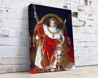 Napoleon Bonaparte Portrait on Canvas, Jean Auguste Dominique Ingres's Napoleon I on His Imperial Throne painting, Napoleon Bonaparte Poster