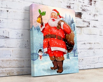 Santa Art Portrait Framed Canvas, Santa Claus Art Print, Christmas Home Decor, Christmas Gifts POSTER, CANVAS or Floater Framed Canvas