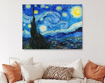 Large Canvas Print Vincent Van Gogh's The Starry Night, Giclee Canvas Print Ready to hang, Home Wall Decor, Abstract Art Canvas Print