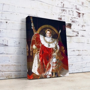 Napoleon Bonaparte Portrait on Canvas, Jean Auguste Dominique Ingres&#39;s Napoleon I on His Imperial Throne painting, Napoleon Bonaparte Poster