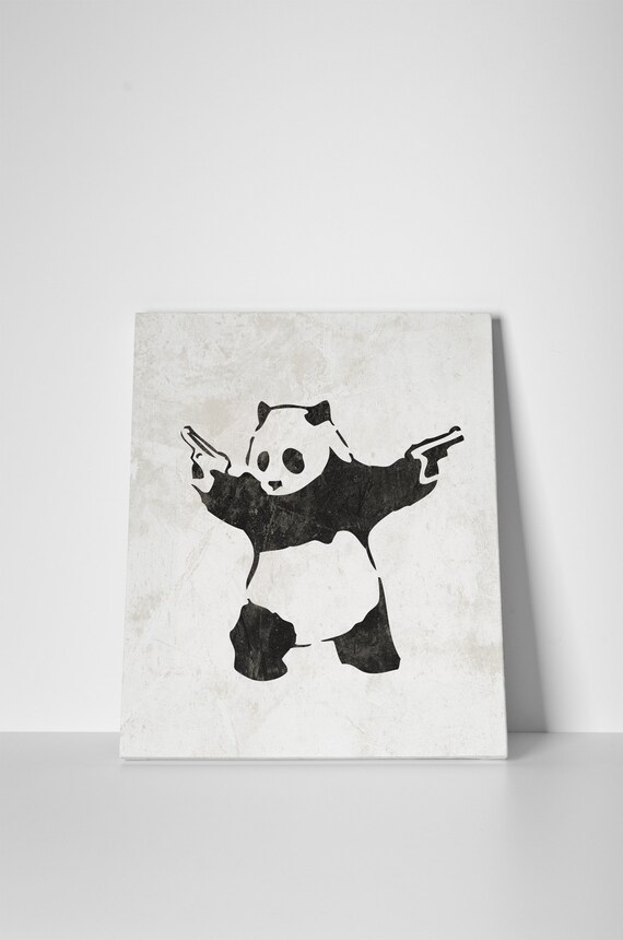 Banksy Art Print, Banksy Canvas Print, Panda Banksy Art, Canvas