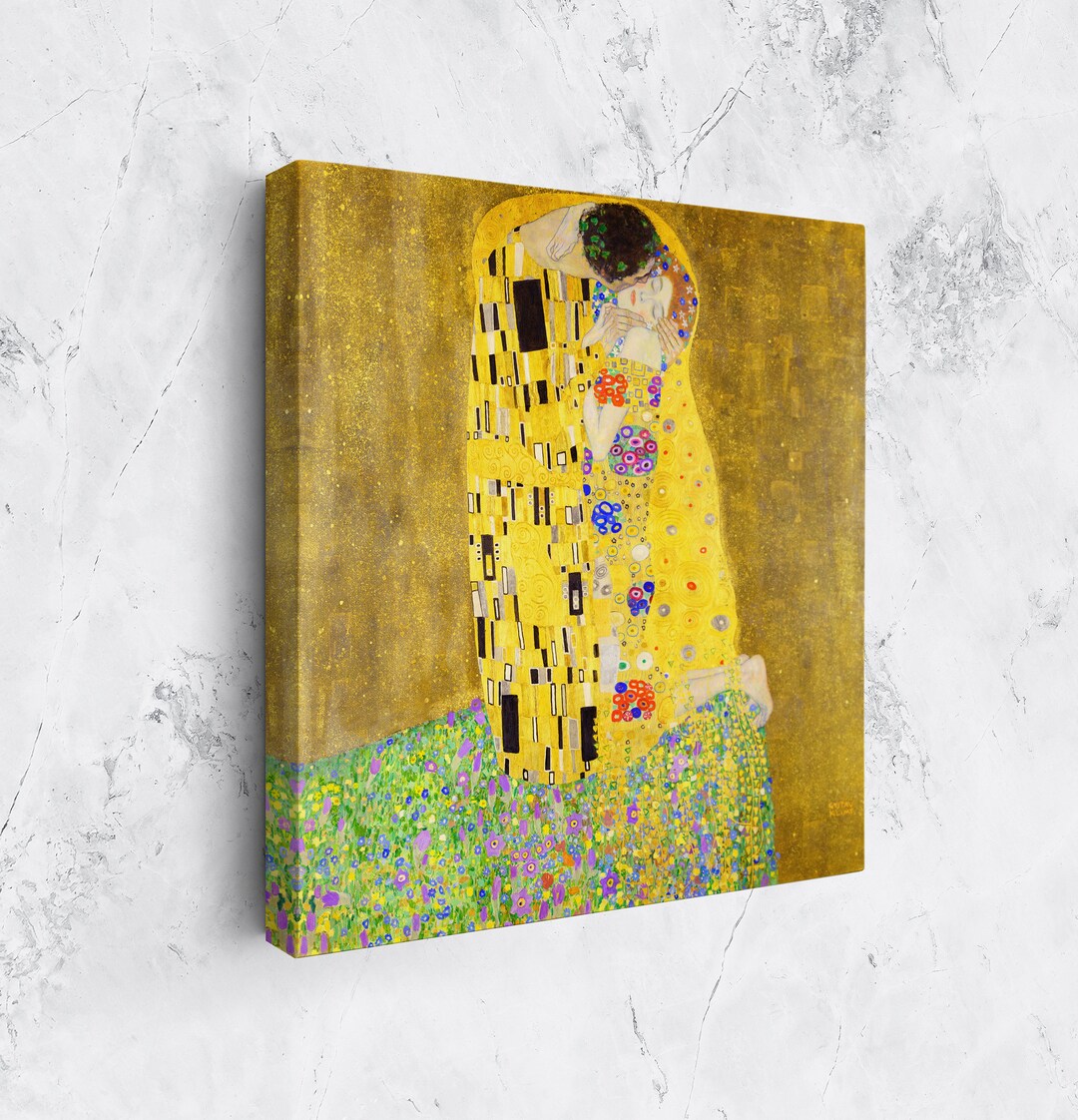 Square Canvas Print Art the Kiss Gustav Klimt, Framed Canvas Art, Wall ...