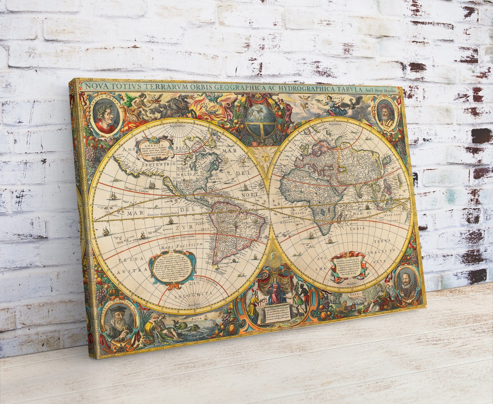 Old World Map, Vintage World Map Canvas, Old World Map Print, New Map of the World From Hendrik