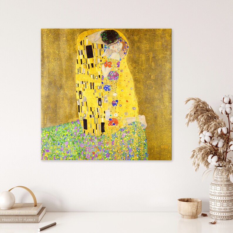 Square Canvas Print Art the Kiss Gustav Klimt, Framed Canvas Art, Wall ...