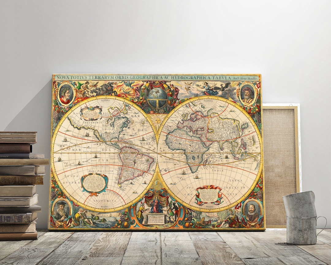 Old World Map Vintage World Map Canvas Old World Map Print Etsy