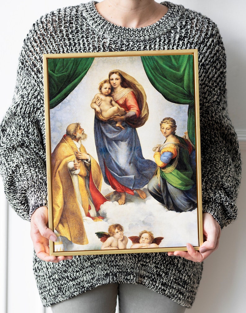 Raphael the Sistine Madonna Famous Painting Reproduction, Sistine ...
