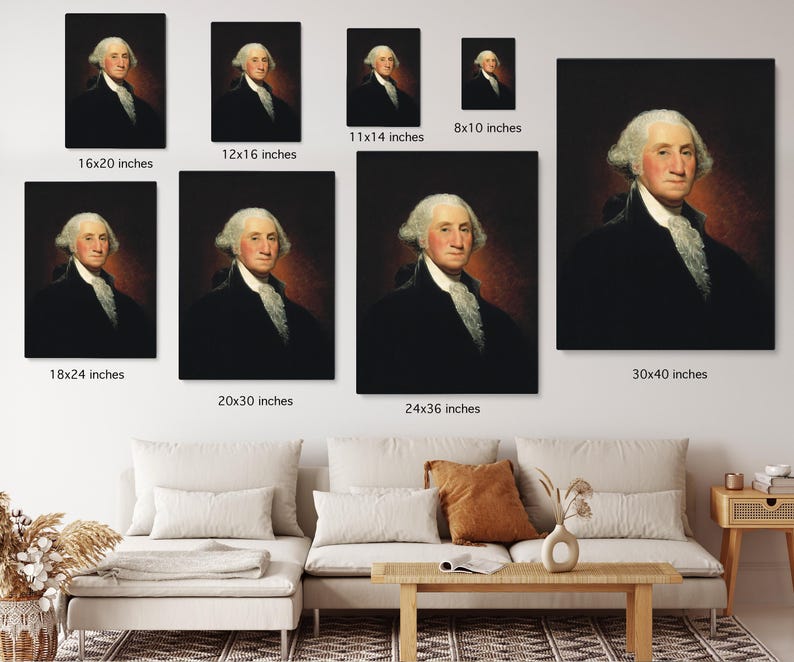 George Washington Canvas Print Portrait, George Washington Museum Art Reproduction, Canvas Print, First USA President Framed Art Print image 5
