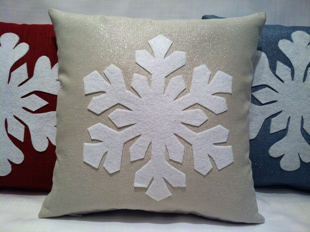 White Velvet Snowflake Pillow with Insert 20x20