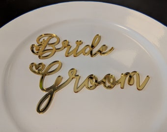 Bride & Groom Acrylic Place Cards set - Wedding Place Card, Table Setting, Sweetheart Table Decorations, Place Setting, Table Decor