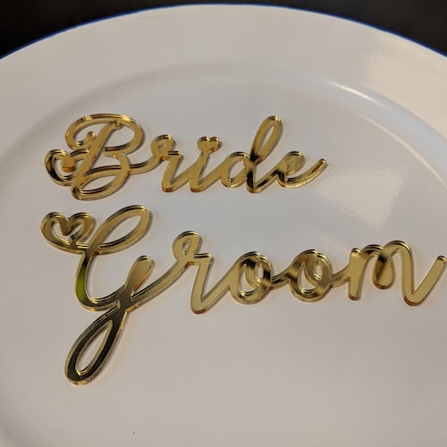 Bride &amp; Groom Acrylic Place Cards Set Wedding Place Card | Etsy
